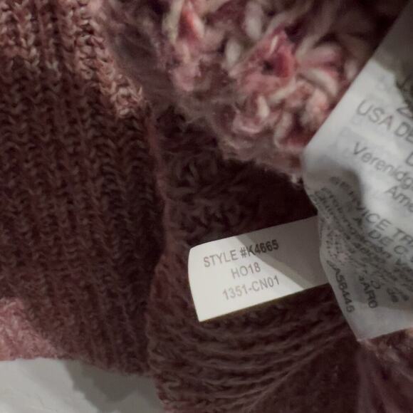 Point Sur J. Crew Sweater XL Marled Pink Mock Neck Long Sleeve Chunky Knit - Picture 8 of 9
